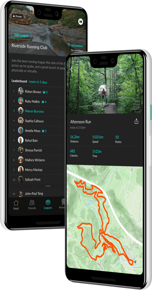Fitlink app on two mobile devices